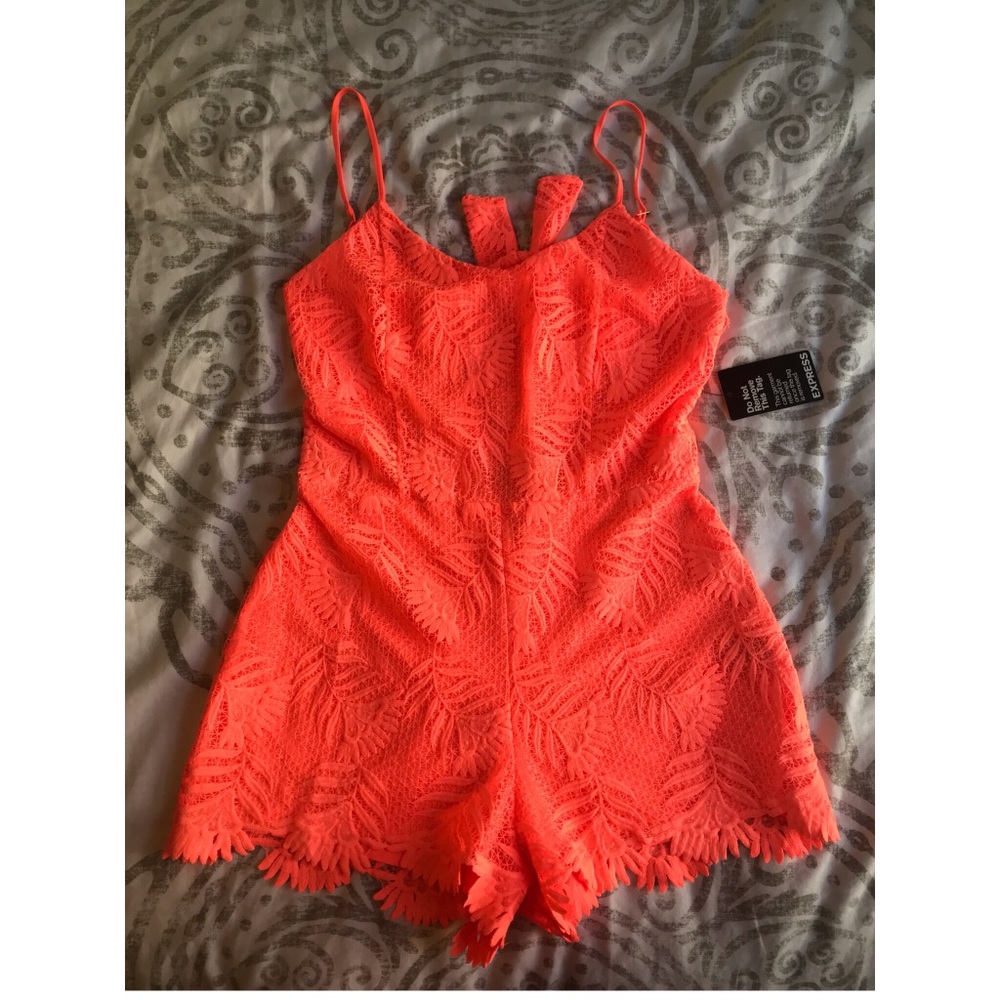 Express Bright Coral Romper